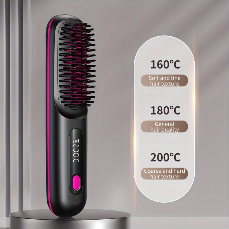 Draadloze Haar styler voor Vrouwen – USB Oplaadbaar, 3 Warmtestanden, Ionische Verzorging, Anti-Verbranding & LED Display – Compact en Perfect voor Thuis & Reizen