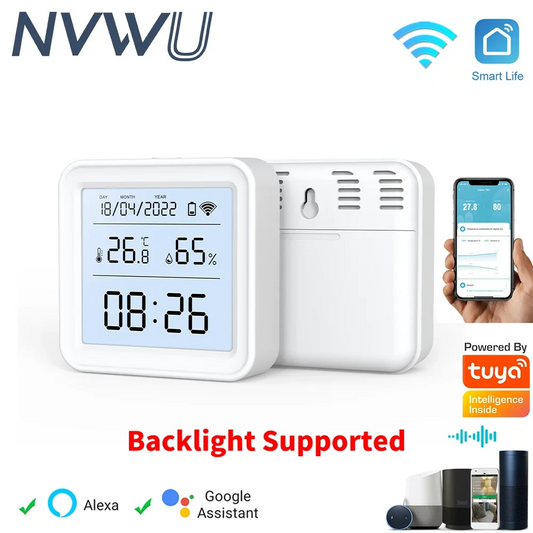 WiFi Temperatuur- & Vochtigheidssensor – Slimme Thermometer met App | Werkt met Alexa & Google Assistant